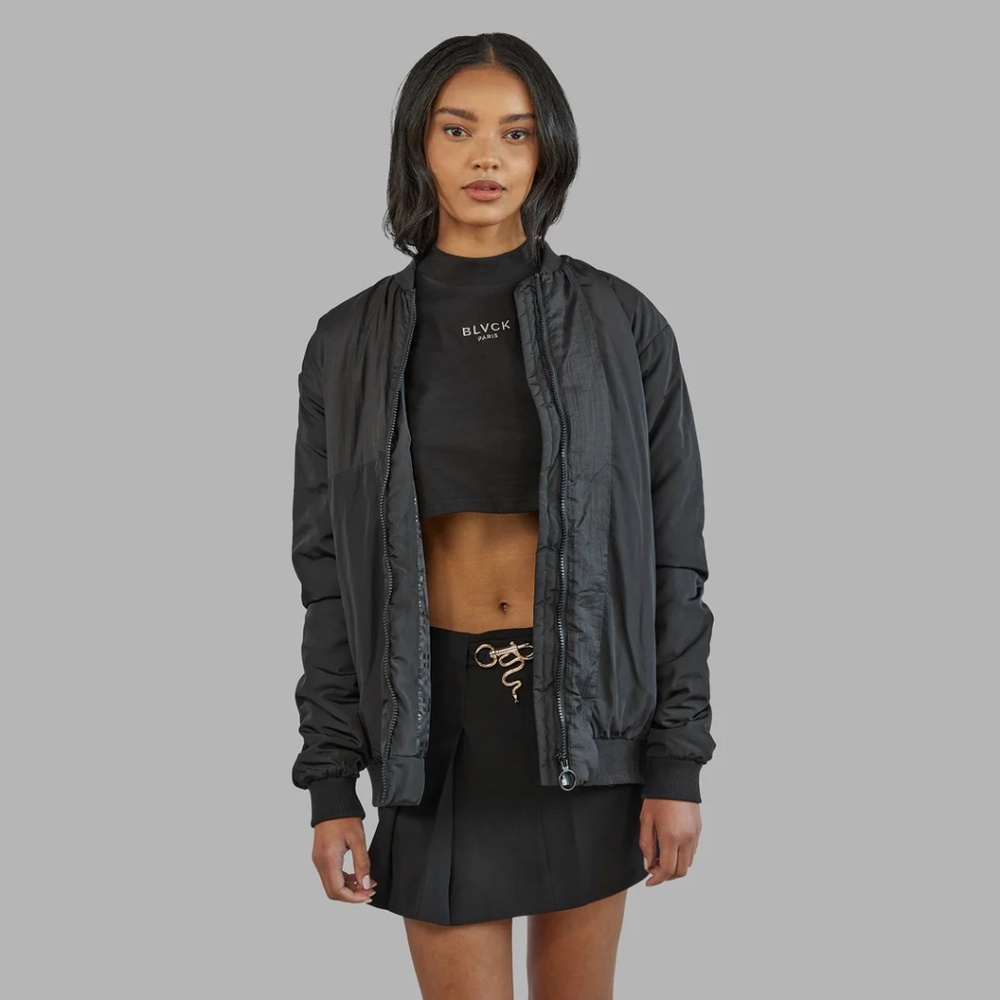 NWOT BLVCK PARIS Blvck Bold Nylon Bomber Jacket - Picture 3 of 11